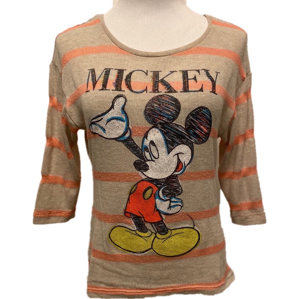 Mickey Mouse Women Top Cream 3/4 Sleeves M